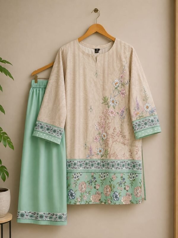 Mint Floral Doryia Silk 2-Piece Suit
